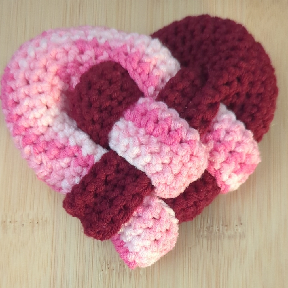 Handmade Pink and Red Crochet Heart